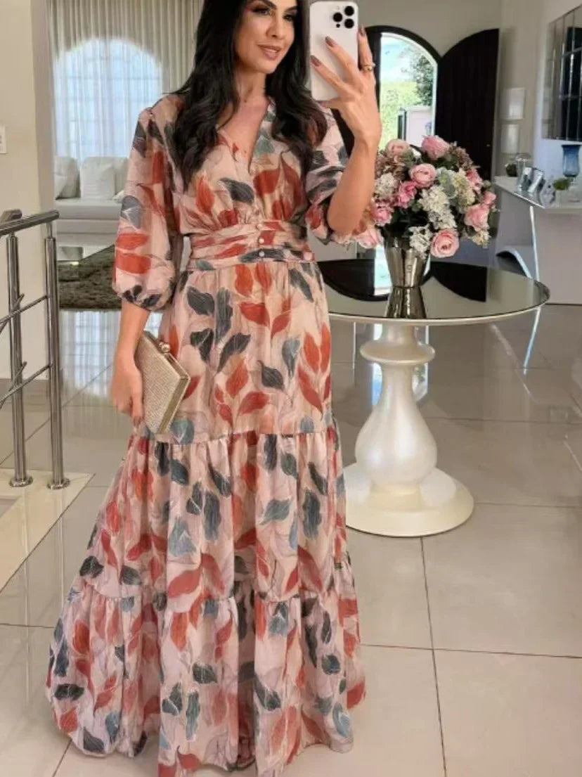 CLAUDIA | Dlouhá květinová šaty s pohodlným střihem pro elegantní dny