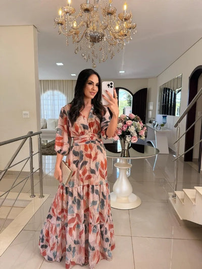 CLAUDIA | Dlouhá květinová šaty s pohodlným střihem pro elegantní dny
