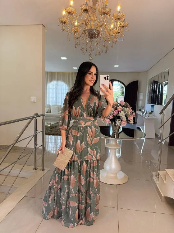 CLAUDIA | Dlouhá květinová šaty s pohodlným střihem pro elegantní dny