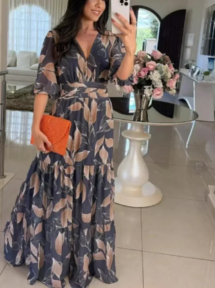 CLAUDIA | Dlouhá květinová šaty s pohodlným střihem pro elegantní dny