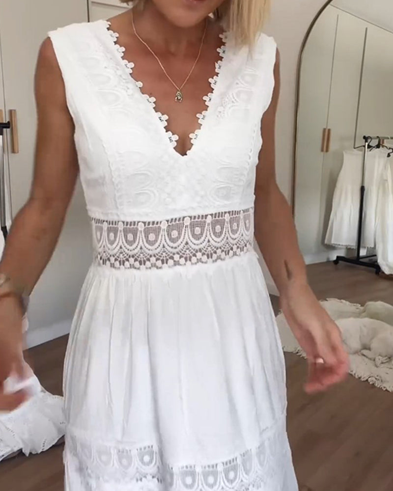 Papakosta - Elegantní Šaty Bez Rukávů Z Krajky