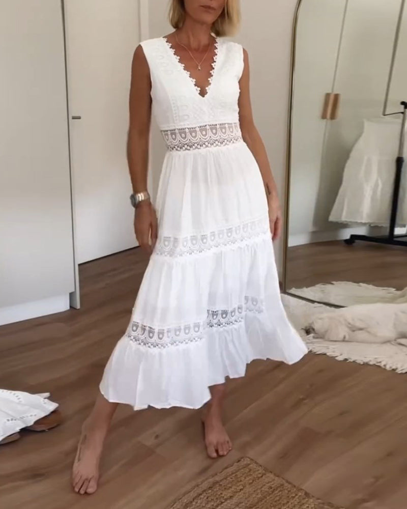 Papakosta - Elegantní Šaty Bez Rukávů Z Krajky