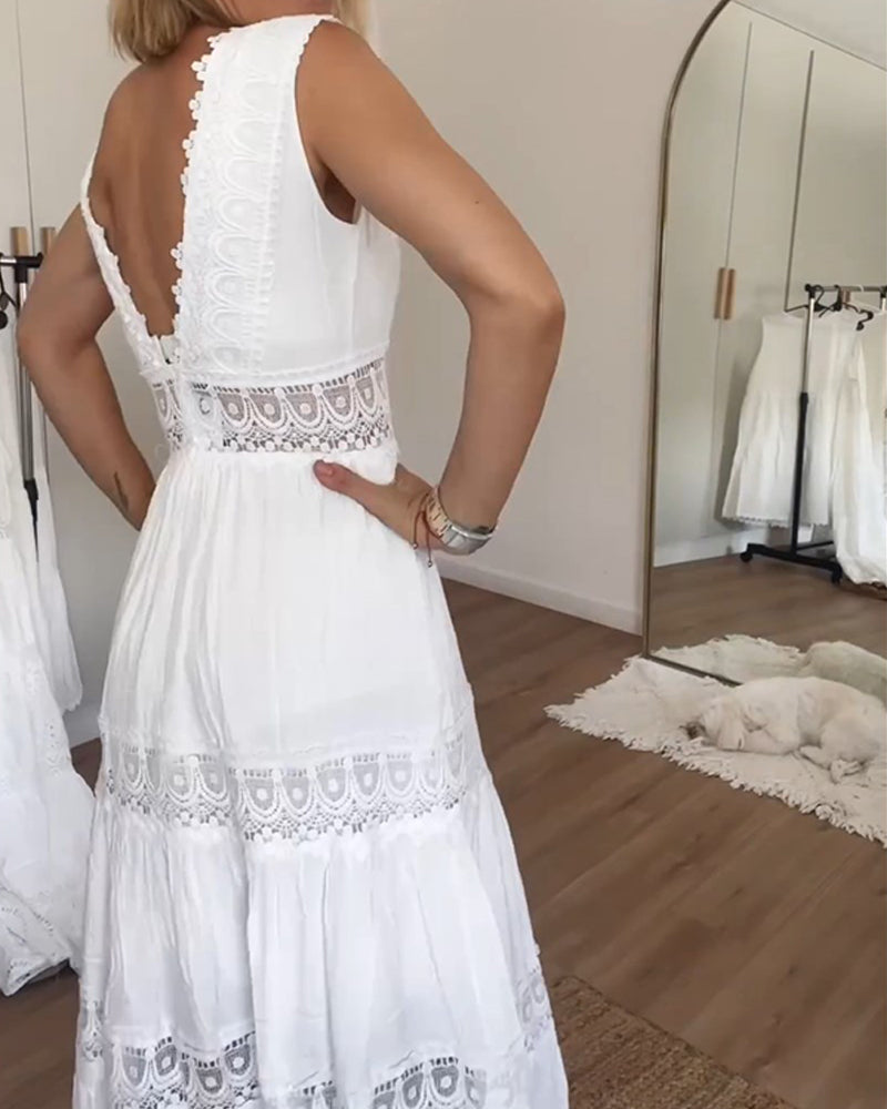 Papakosta - Elegantní Šaty Bez Rukávů Z Krajky