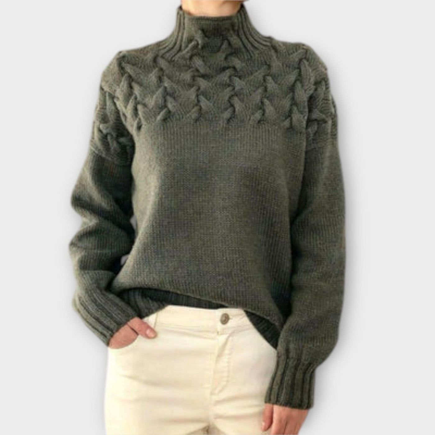 Dámský svetr s kabelovým pletením