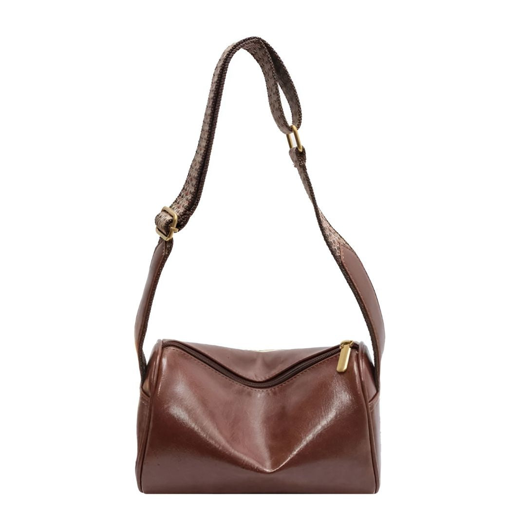 Trine™ | Vintage Kožená Kabelka Crossbody s Woven Nastavitelným Páskem