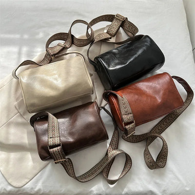 Trine™ | Vintage Kožená Kabelka Crossbody s Woven Nastavitelným Páskem