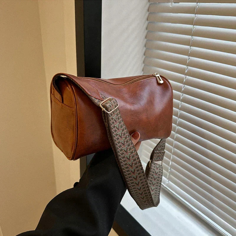 Trine™ | Vintage Kožená Kabelka Crossbody s Woven Nastavitelným Páskem