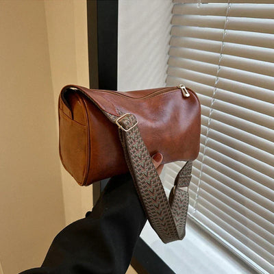 Trine™ | Vintage Kožená Kabelka Crossbody s Woven Nastavitelným Páskem
