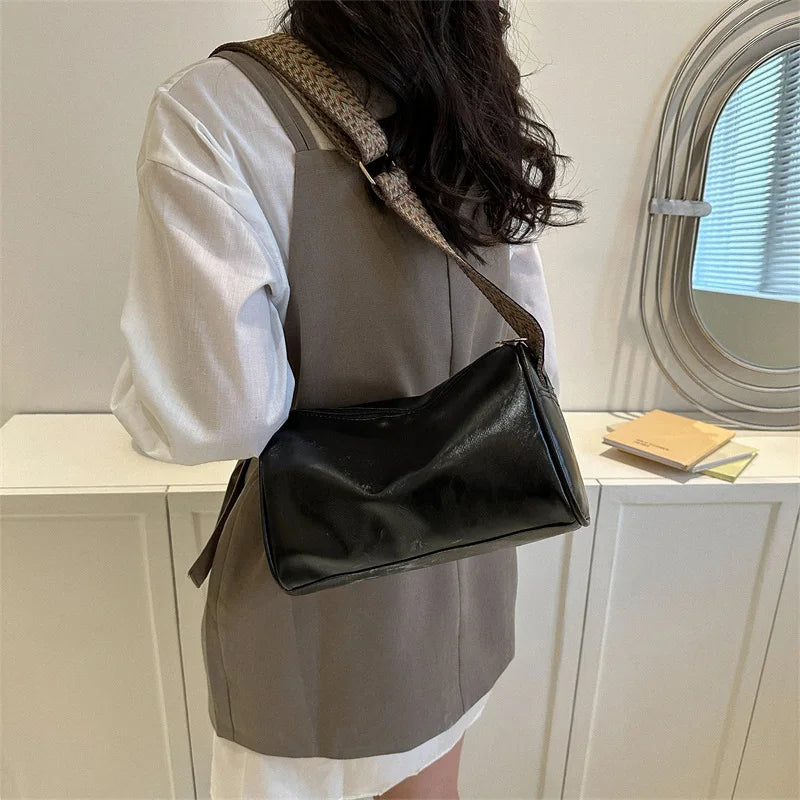 Trine™ | Vintage Kožená Kabelka Crossbody s Woven Nastavitelným Páskem