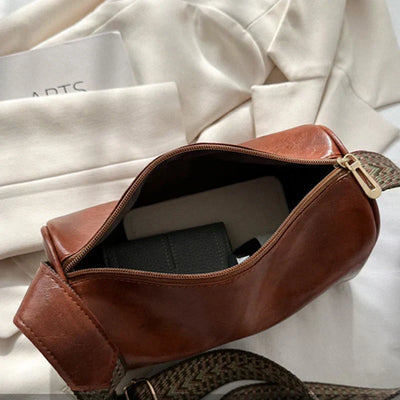 Trine™ | Vintage Kožená Kabelka Crossbody s Woven Nastavitelným Páskem
