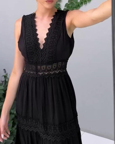 Papakosta - Elegantní Šaty Bez Rukávů Z Krajky