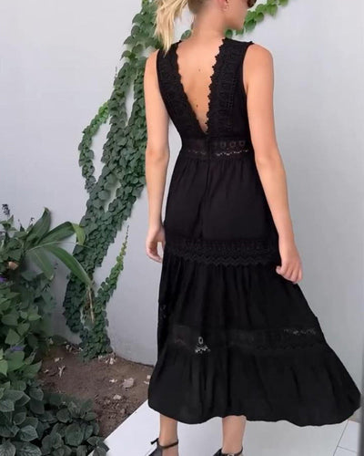 Papakosta - Elegantní Šaty Bez Rukávů Z Krajky