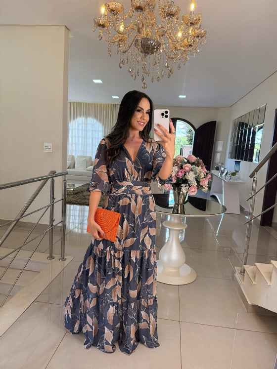 CLAUDIA | Dlouhá květinová šaty s pohodlným střihem pro elegantní dny