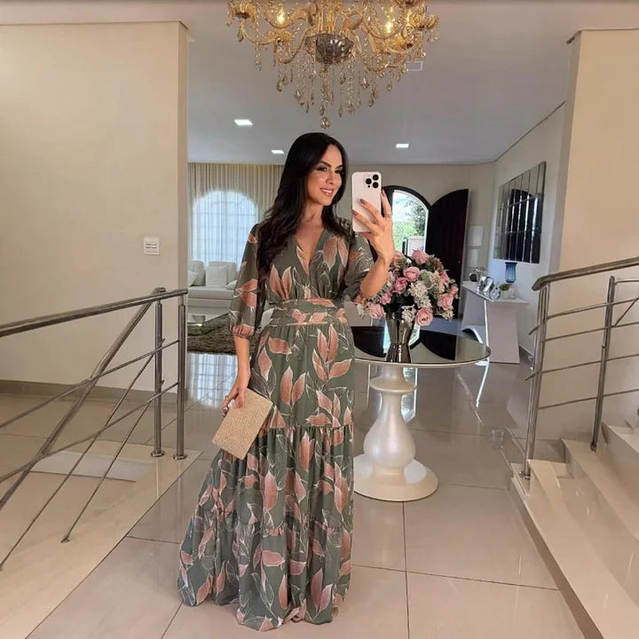 CLAUDIA | Dlouhá květinová šaty s pohodlným střihem pro elegantní dny