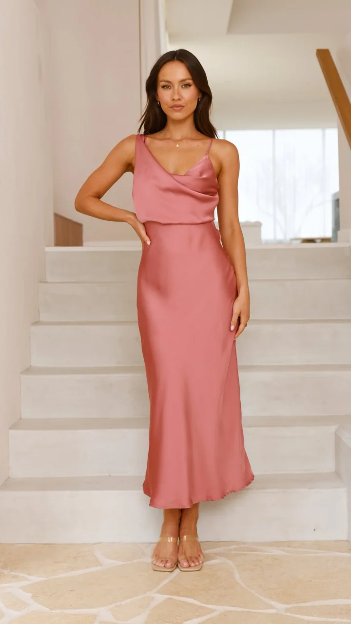 Elegantní dlouhé šaty pro ženy s tenkými ramínky